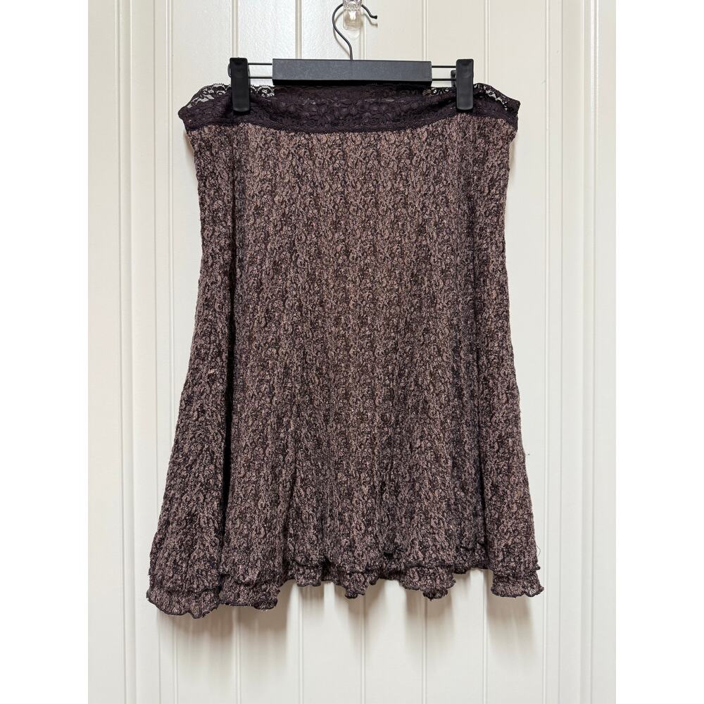 CAbi Skirt Stretch Lace Brown/Tan Size Large Style #957